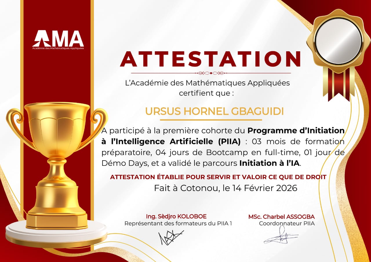 Attestation AMA, Programme d'Initiation à l'Intelligence Artificielle, 2026